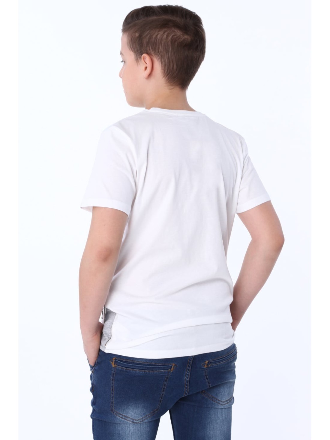 Boy\'s white T-shirt with cuts NDZ47018 - Online store - Boutique